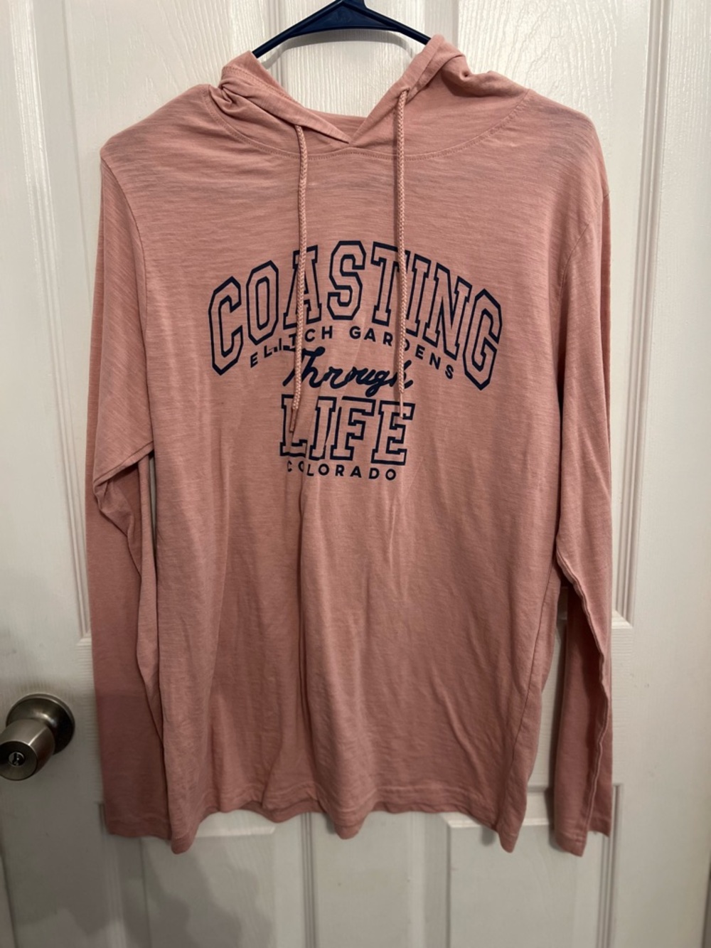 Blush Pink Hooded Long Sleeve Tee